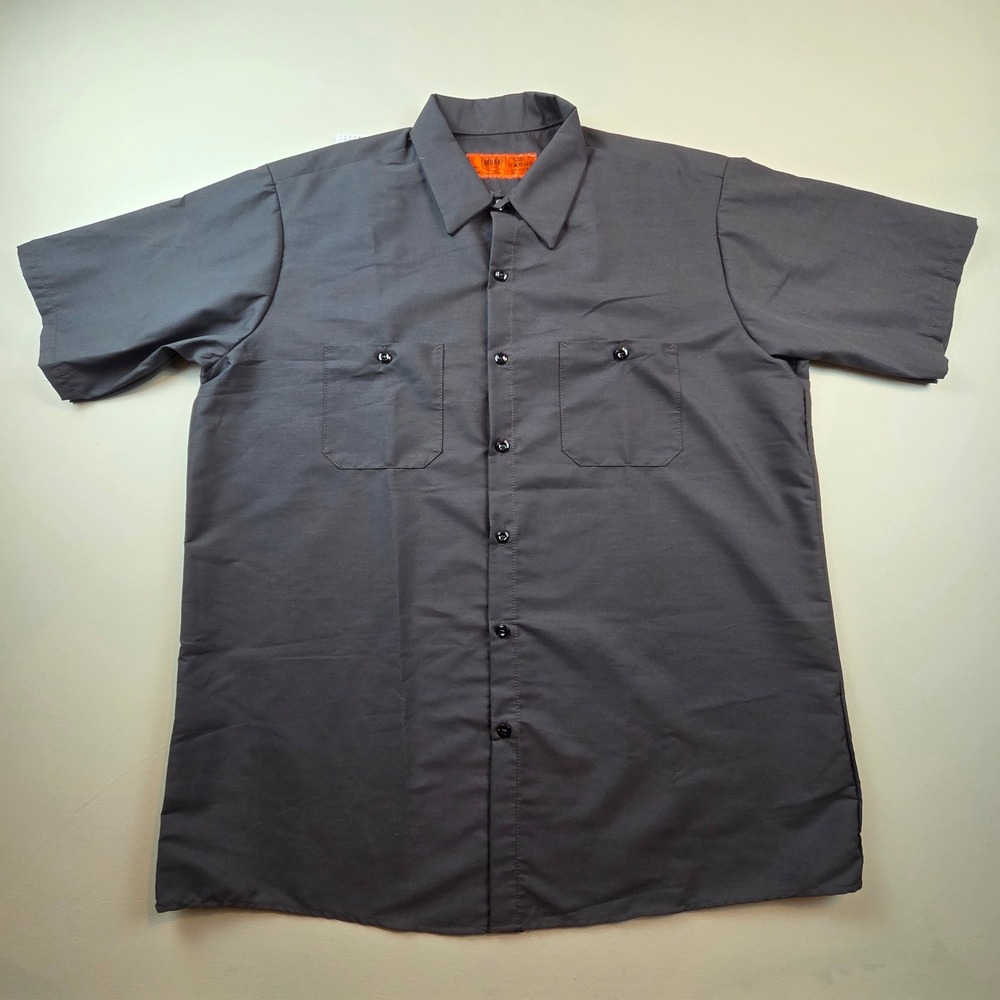 Red Kap Mens XL Short Sleeve Industrial Work Shirt Charcoal Gray SP24CH4